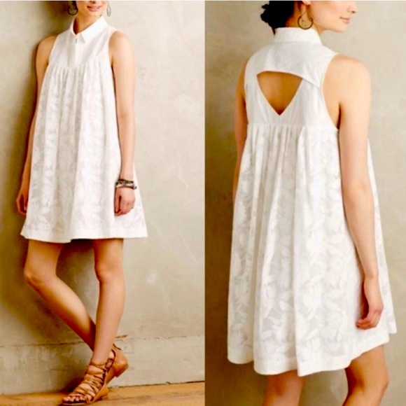 Anthropologie Dresses & Skirts - Anthropologie White Collar Dress M